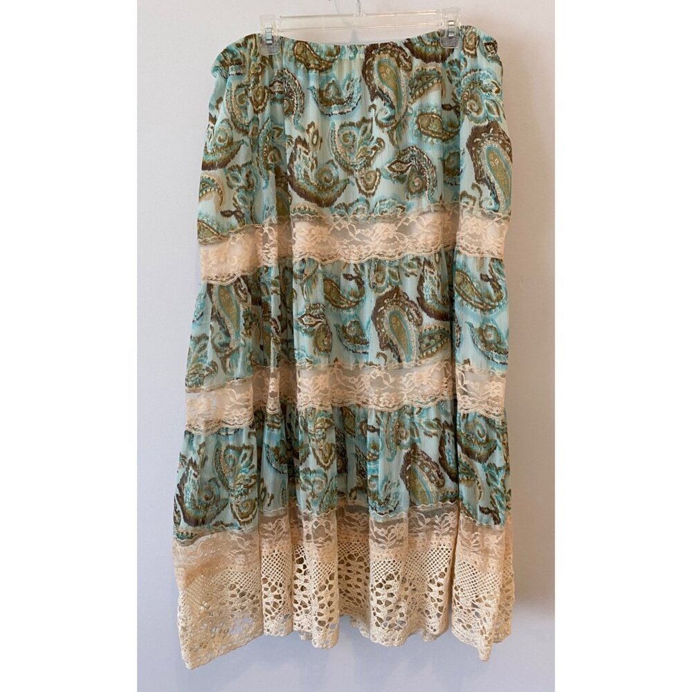 Lane Bryant Paisley & Lace Maxi Skirt Size 18/20